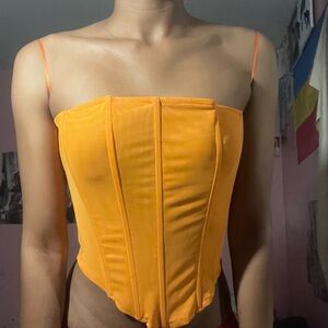 Mesh Corset Fashion nova Top - Orange